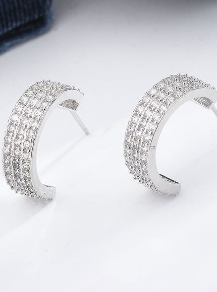 KissIcon Exquisite 925 Silver Plated Earrings -Zircon Shine
