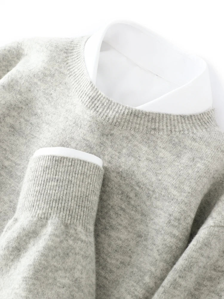 100% Merino Wool Sweater Man O-neck Basic Wool Pullover Autumn Winter Long Sleeve Soft Warm Jumper Smart Casual Knit Popular Top
