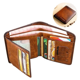 Genuine Leather Wallet for Men RFID Blocking Thin Multifunctional Credit Card Holder Short Money Bag Purse Mens Bifold Wallet