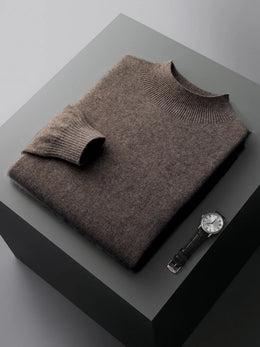 New Men's Fashion Casual Wool Sweater Warm Autumn And Winter Semi-High Neck Knitted Bottoming Shirt
