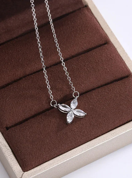 KissIcon S925 Clover Clavicle Necklace - AAA Zircon Sparkle
