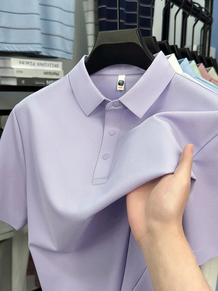 2025 Men's Sporty Polo Waffle Shirt | Moisture-Wicking Golf Tennis Top Sizes S-5XL, Snap Buttons, 7A Antibacterial High Quality