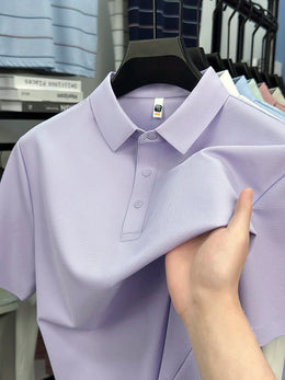 2025 Men's Sporty Polo Waffle Shirt | Moisture-Wicking Golf Tennis Top Sizes S-5XL, Snap Buttons, 7A Antibacterial High Quality
