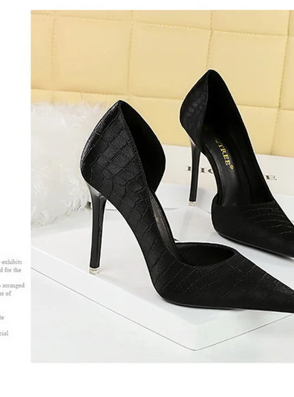 Fashion Suede Black Women Simple Pumps Wine Glasses