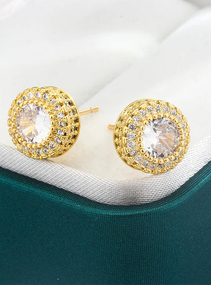 KissIcon Hip Hop Round Zircon Earrings -Micro Diamond Shine