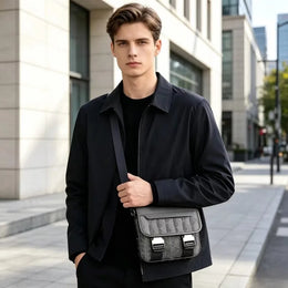 2026 New Men's Vintage Printed Crossbody Bag, Business Commuter Pu Leather Waterproof Shoulder Bag Storage Bag