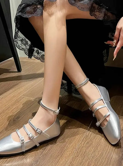 Flat Shoes for Women Retro French Black Mary