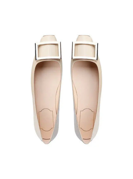 Flats Women's Shoes Patent Leather Square Buckle Shoes