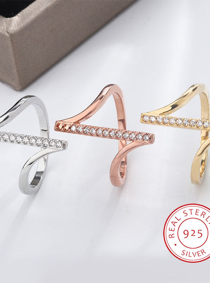 Simple 925 Silver Plated Ring for Women Fashion Geometric Line Jewelry Sterling Silver Jewelry Couple Ring Engagement Jewelry
