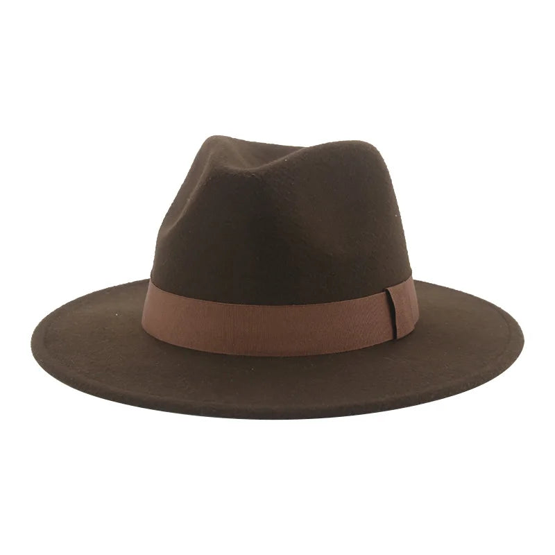 Fedora Hat Women Winter Hats for Women Ribbon Band Men's Hat Wide Brim Classic Beige Wedding Church Bowler New Cap Chapeau Femme