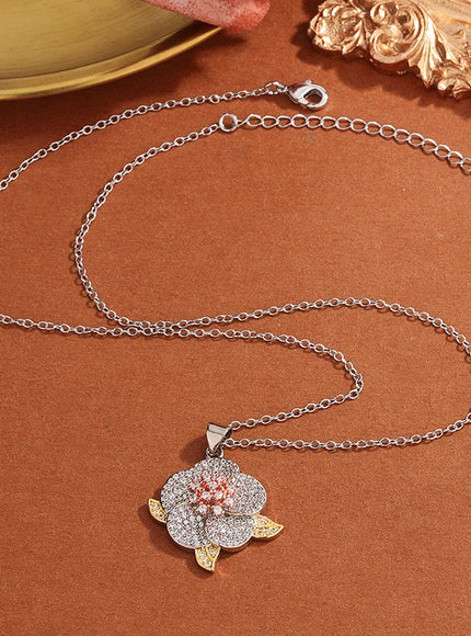 KissIcon 925 Sterling Silver Plated Necklace - Flower Design