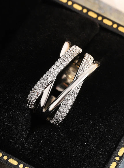 KissIcon Geometric Line Zircon Ring - Adjustable Fit