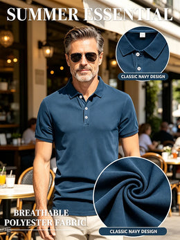 Men Polo Shirt Short Sleeve Breathable Soft Regular Fit Casual Business Golf Summer Daily Work Outdoor Lightweight Basic Tops