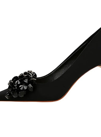 Rhinestones Women Pointed Toe Shallow Mouth Pumps Crystal