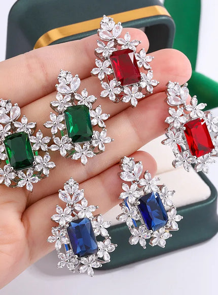 💋 Luxury 925 Silver Plated Square Earrings - AAA Zircon