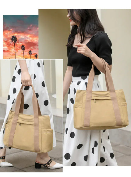 Women's Handbag – Fashionable Canvas Top-handle