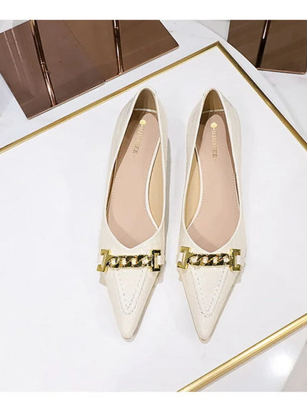 Fashion Metal Chain Decoration Women Pumps Shallow Mouth