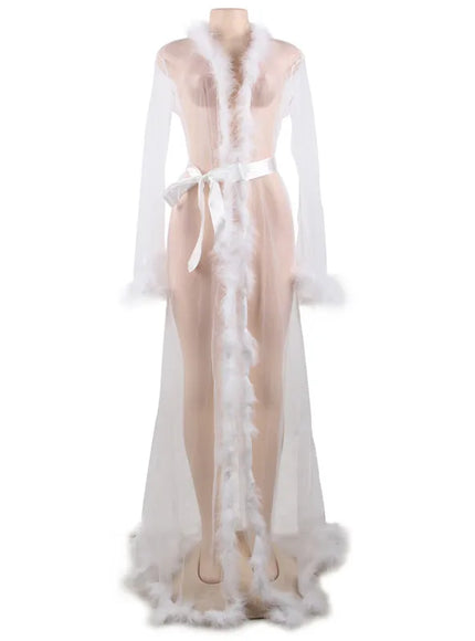 Plus size romantic pajamas with plush rolled edges Luxury  sexy nightgown night wear Sleepwear for Ladies
