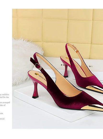 Elegant Women Green High Heel Velvet Pumps Wedding