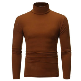 1/2pcs Autumn  Winter Men's High Neck T-shirt Slim Fit Fashion High Elastic Long Sleeve Casual Breathable Apparel Pullover