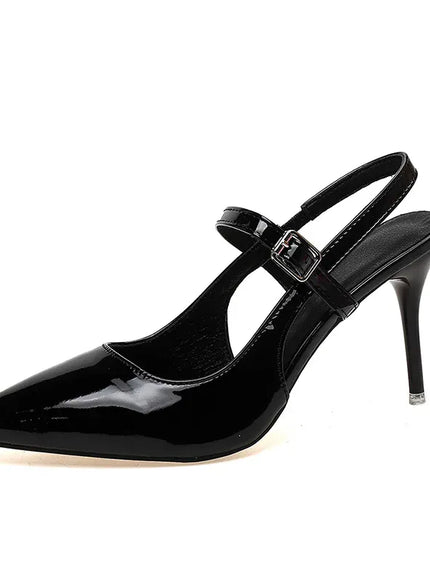 Patent Leather Black Super High Heels Sandals for