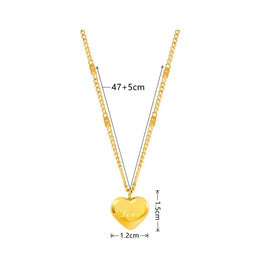 1pcs Gold-color Necklace Ms Simple Fashion Peach Heart Engraved Love Collarbone Chain Holiday Gifts