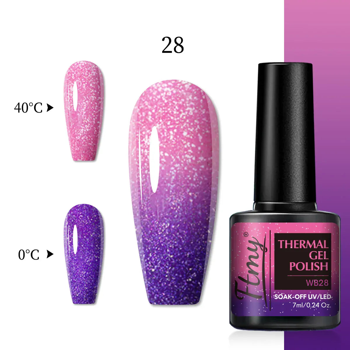 Halloween Theme Glitter Heat Nail Polish, Temperature Changing Color Removable UV LED Glitter Gel Polish, Mood Changing Nail Pol