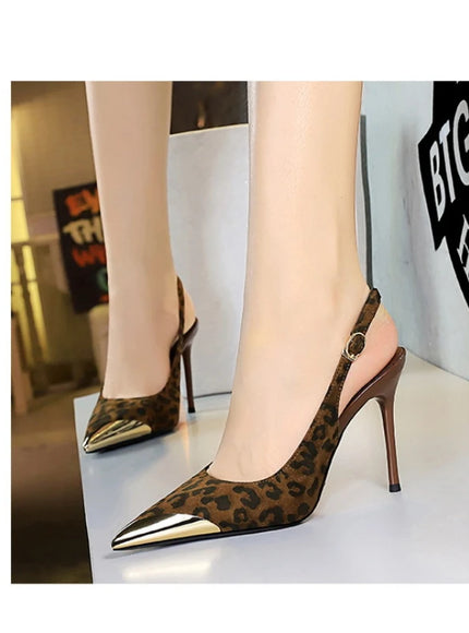 European American Style Metal Pointed High Heels Slim
