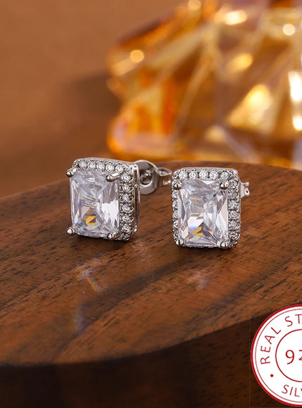 Hypoallergenic CZ Stud Earrings for Women | 925 Silver with AAA Cubic Zirconia |Lightweight Jewelry Gift for Sensitive Ears