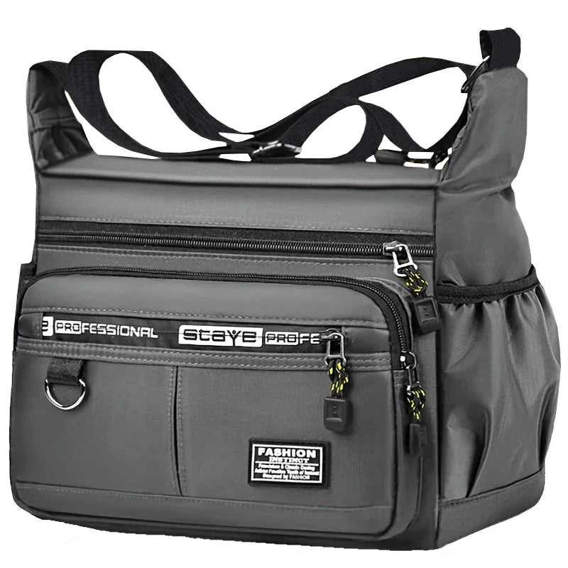 Men's Business Crossbody Bag with Multi-Layered Pockets Adjustable Shoulder Strap for Work Travel