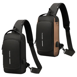 Multifunction Designer Anti-theft USB Shoulder Bag Crossbody Travel Sling Pack Messenger Pack Chest Bag Male Luxury Brand Men