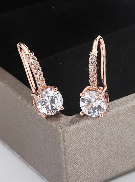 KissIcon Classic 925 Silver Plated Zircon Earrings - Shiny
