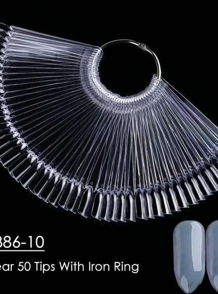 💋 50Pcs False Nail Tips Clear Chart Oval