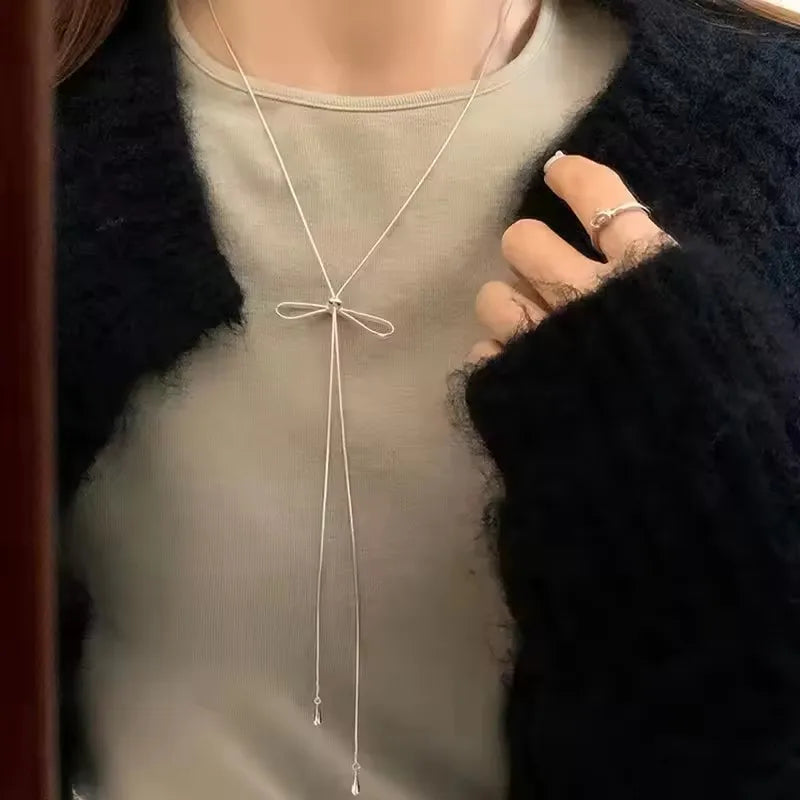 Geometric Irregular Metal Vortex Cross Pendant Long Rope Chain Beaded Necklace For Men Women Sweater Chain Jewelry Accessories