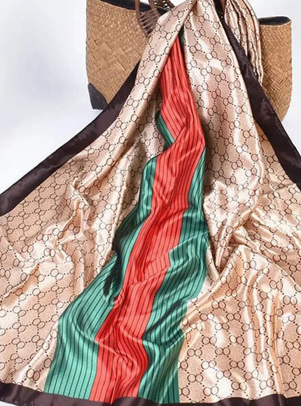 Women Fashion Print Silk Scarf Luxury Brand Warm 180X90CM Scarves Popular Lrage Satin Finish Shawl The Four Seasons Design Hijab