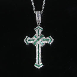 2025 New Cross Pendant for Men Women Full Iced Out Cubic Zircon Hip Hop Necklace Link Chain Fashion Rock Jewelry