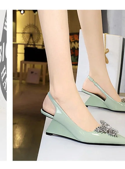 New Wedges Patent Leather Shallow Pointed Toe High