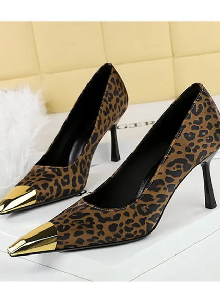 European Fashion Metal Square-Toe High Heels Shallow Mouth