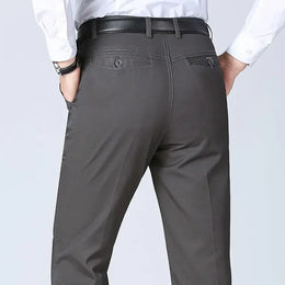 Mens 100% Cotton Summer Thin Autumn Thick Trousers Fashion Brand Cargo Pants Smart Casual Solid Khaki Black Suit Pant GOZBKF