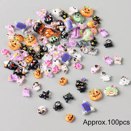 Cute Black Cat Ghost Pumpkin Bat Skull Spider Nail Art Decorations Charms Halloween Rhinestones Nail Art Decorations Accessories