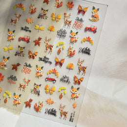 Cute Halloween 5D Nail Art Sticker Ghosts Spooky Spider Webs Evil Pumpkin Faces Festive Balloons Floral Stars Fun Scary Decals
