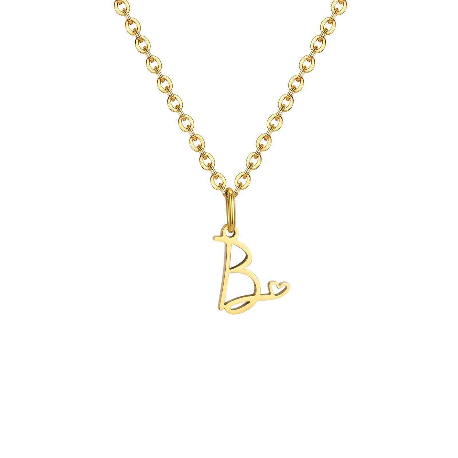 Dainty Heart Initial Necklace for Women, Gold Plated A-Z Letter Pendant, Waterproof Stainless Steel Monogram Jewelry, Personaliz