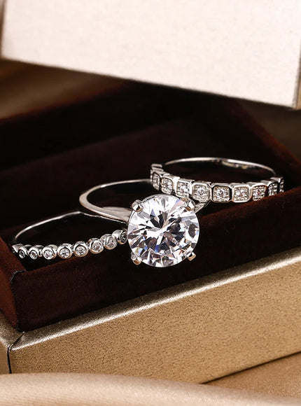 KissIcon Zircon Shape S925 Silver Ring Women Sparkling AAAA