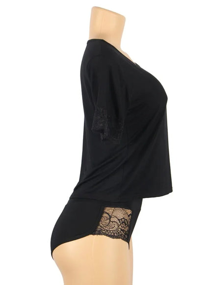 Plus Size Soft Modal Material sexy women lingerie sets pajama sets T-shirt and Panties Set for woman young ladiesfrom M-5XL