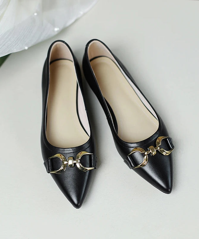 Flat Shoes Women's Spring New Pointed Metal Buckle