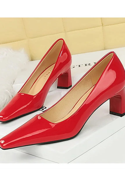 2024 Spring Versatile Fashion Shallow Mouth Patent Leather