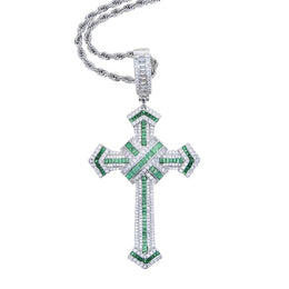2025 New Cross Pendant for Men Women Full Iced Out Cubic Zircon Hip Hop Necklace Link Chain Fashion Rock Jewelry