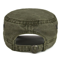 VOBOOM Washed Cotton Military Cadet Army Caps for Men Unique Design Adjustable Vintage Flat Top Hats with Air Hole