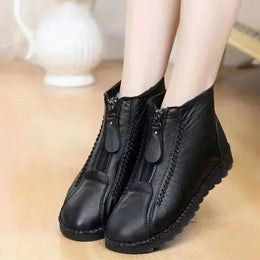 KissICON Warm Women's Boots Winter Women Leather Shoes Zipper