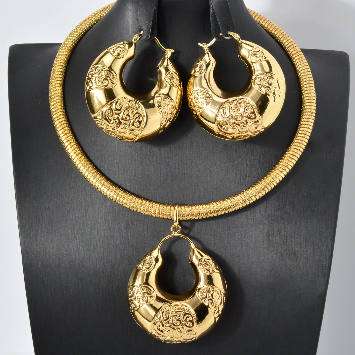 Gold Color Collar Necklace Earrings Jewelry Set For Women Dubai Africa Luxury Quality Jewellery Party Wedding Accessories